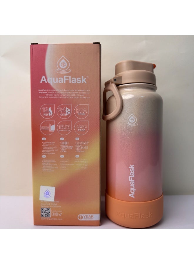 أكوافلاسك زجاجة مياه معزولة بتفريغ الهواء من أكوافلاسك بنكهة حلوى غزل البنات، سعة 1.18 لتر (40 أونصة)، بلون بودنغ الكراميل - Image 5